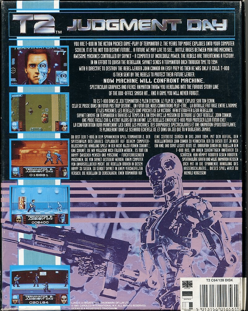 Terminator 2: Judgment Day box art for Commodore 64